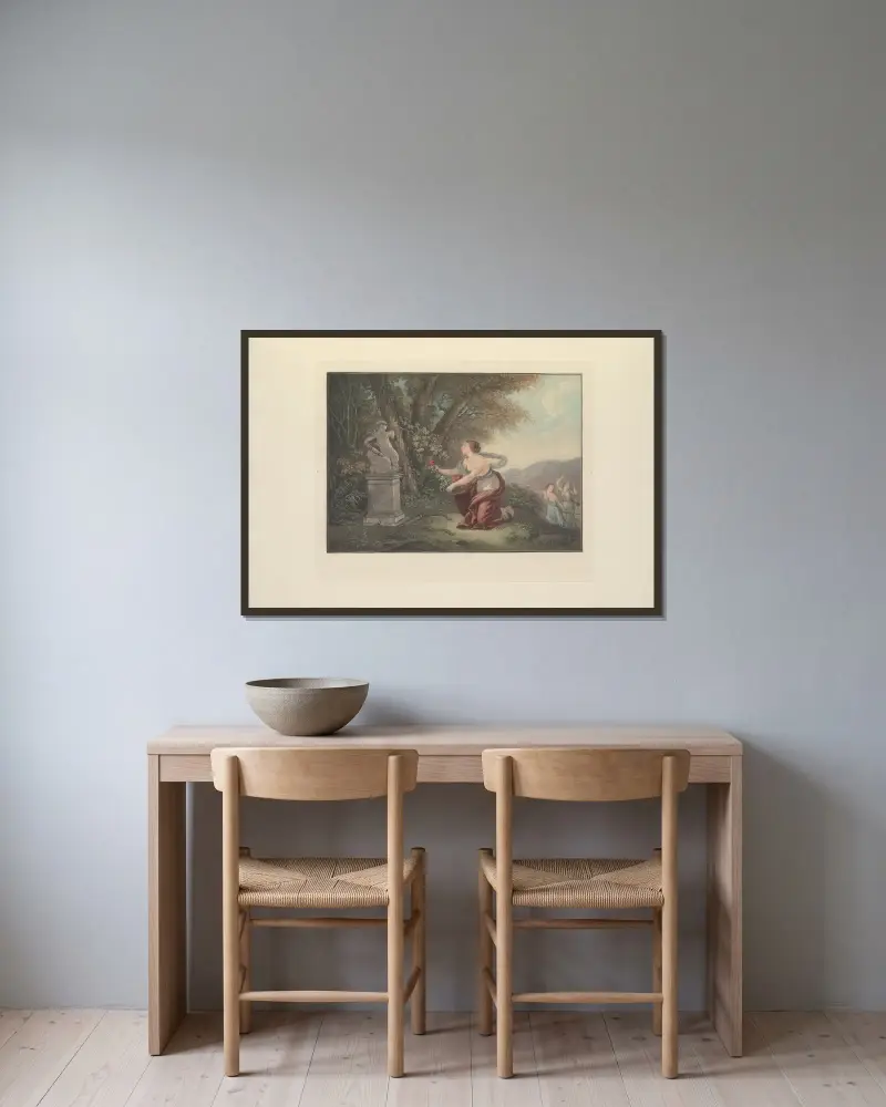 Opfer an die Liebe von Albert Christophle gerahmt an einer Wand