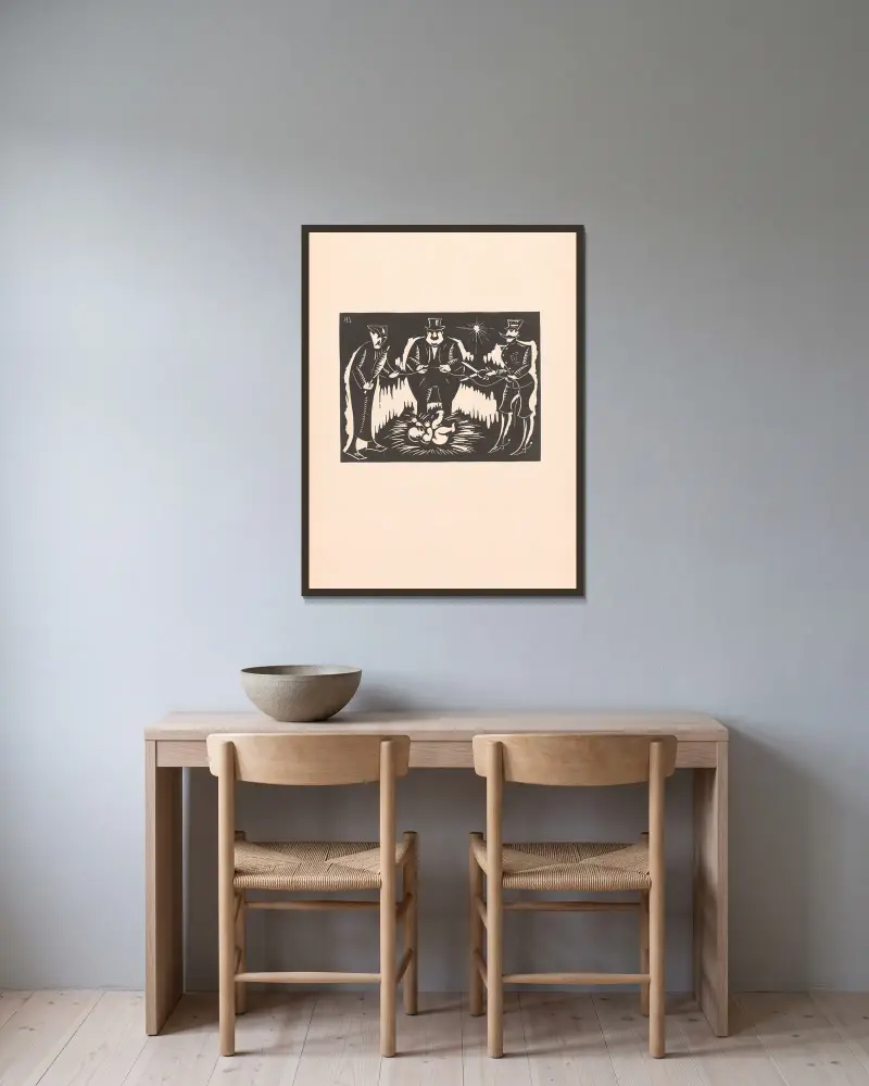 Ein Kind ist geboren von Albert Daenens gerahmt an einer Wand