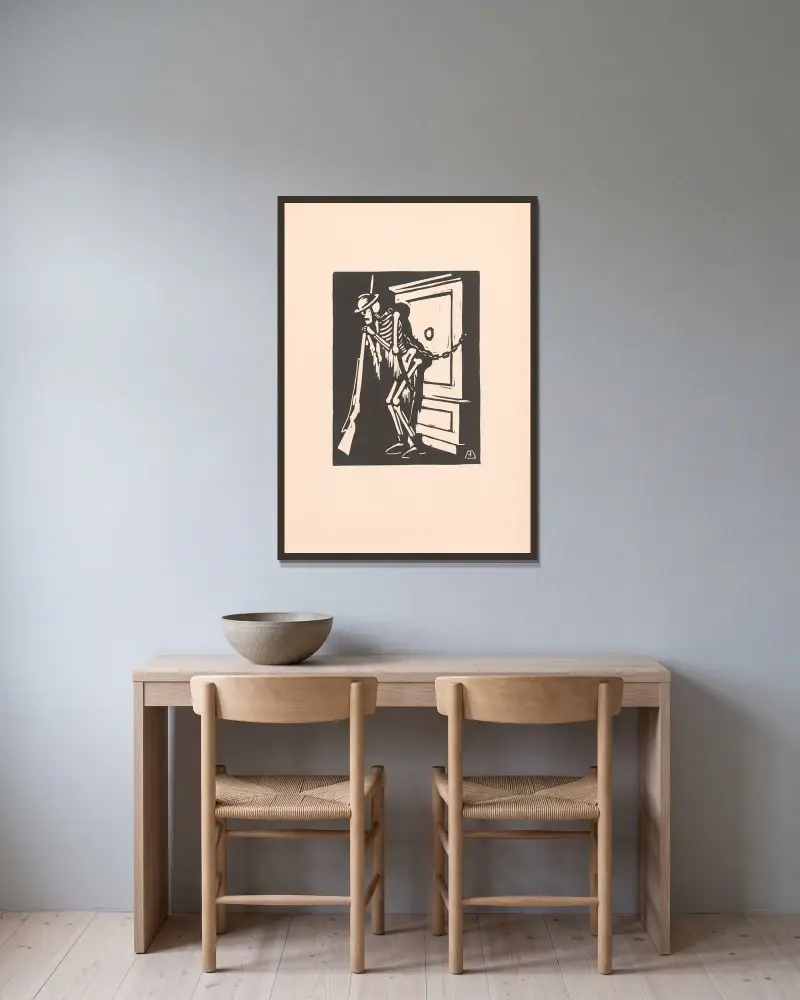 Bis zum Ende! von Albert Daenens gerahmt an einer Wand