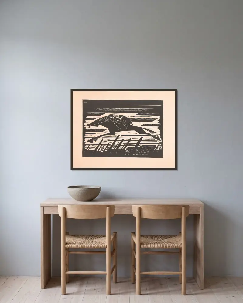 Die verfluchte Jagd von Albert Daenens gerahmt an einer Wand