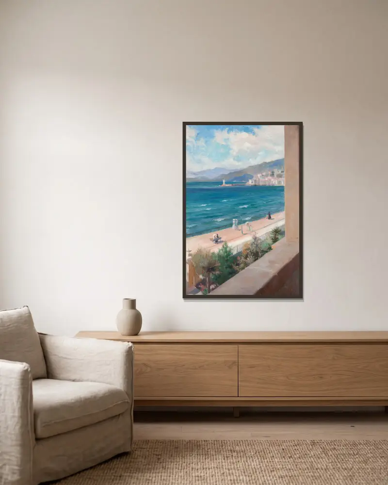 Von meinem Fenster in Cannes von Albert Edelfelt gerahmt an einer Wand
