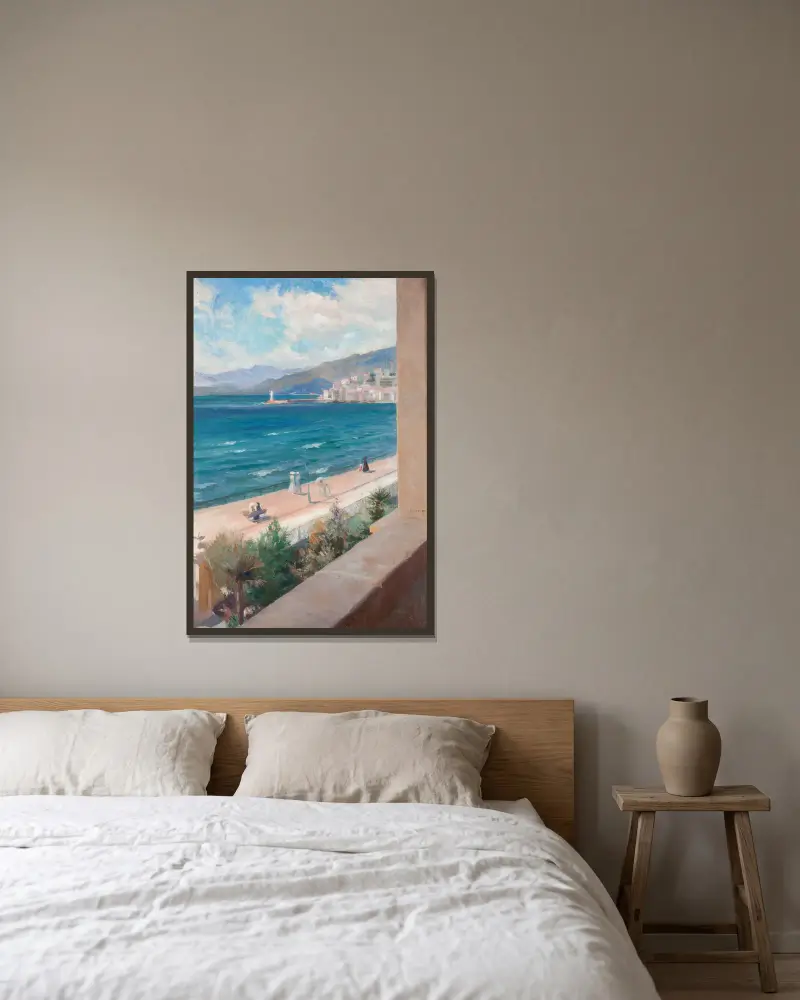 Von meinem Fenster in Cannes von Albert Edelfelt gerahmt an einer Wand