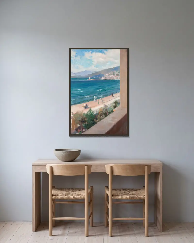 Von meinem Fenster in Cannes von Albert Edelfelt gerahmt an einer Wand