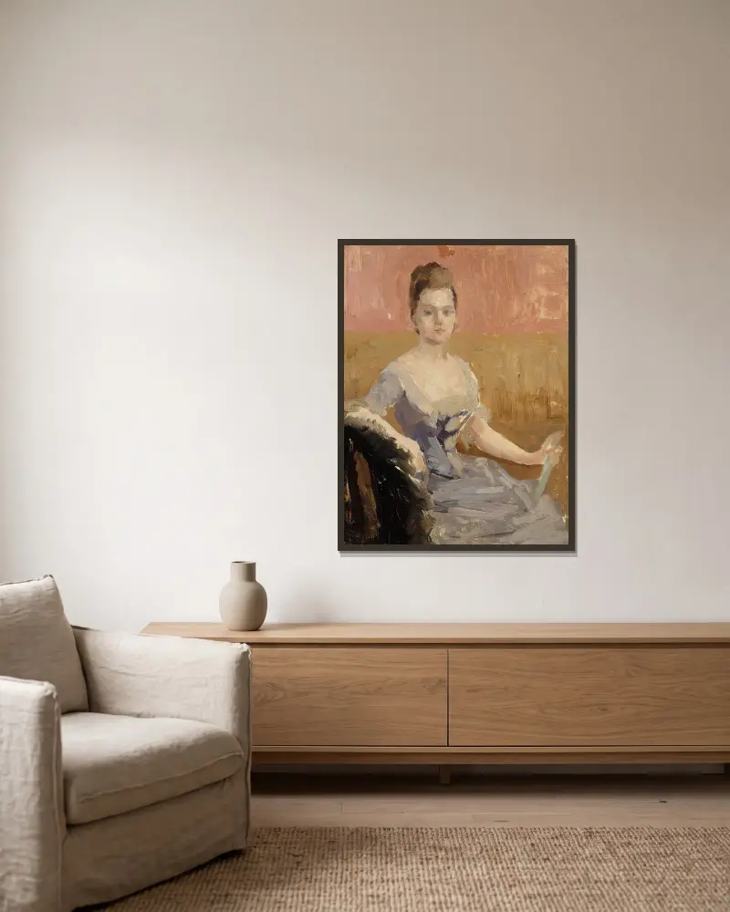 Portrait Study Of Countess Augusta Lewenhaupt av Albert Edelfelt inramad på en vägg