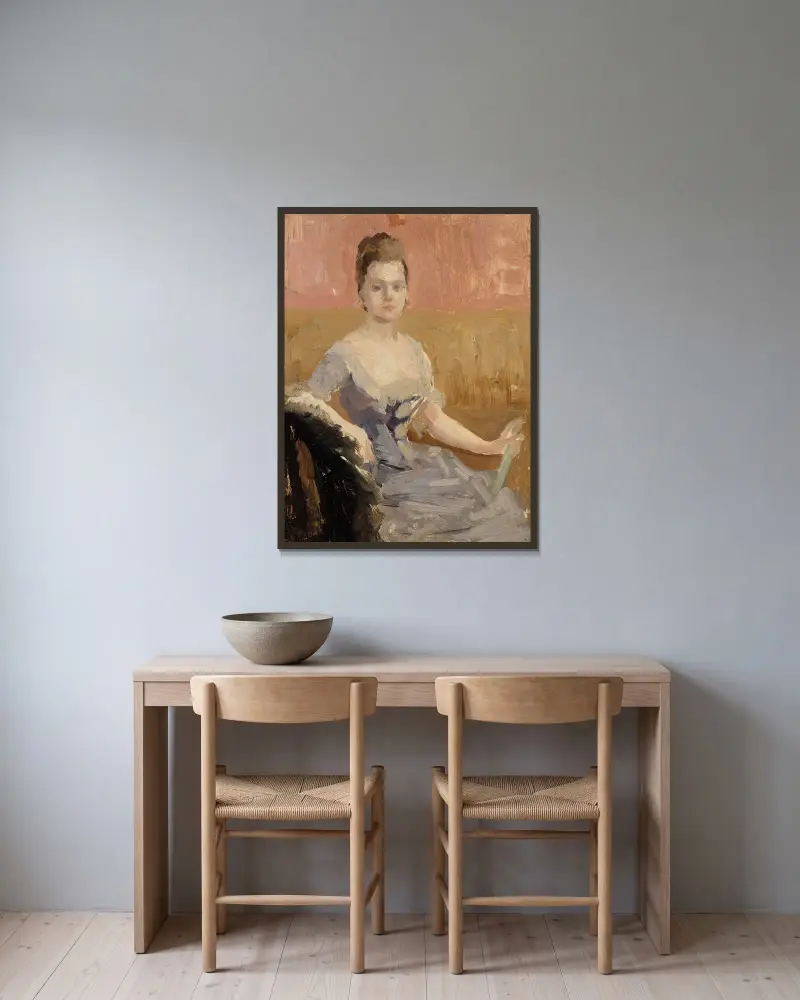 Portrait Study Of Countess Augusta Lewenhaupt av Albert Edelfelt inramad på en vägg