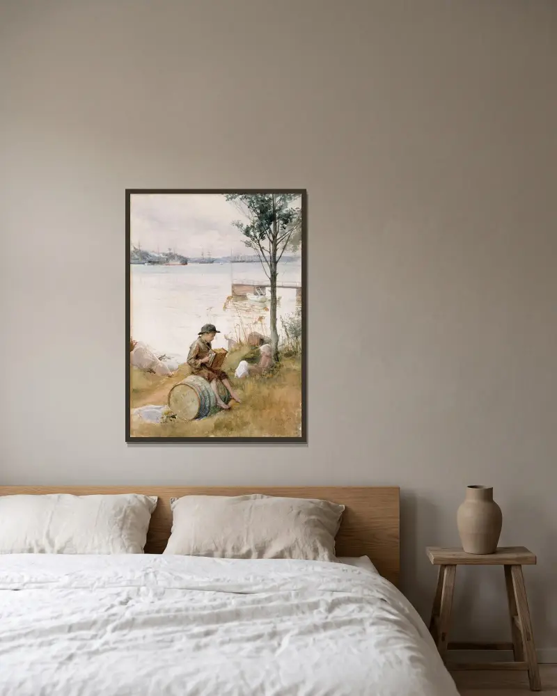 Serenad på strandpromenaden av Albert Edelfelt inramad på en vägg