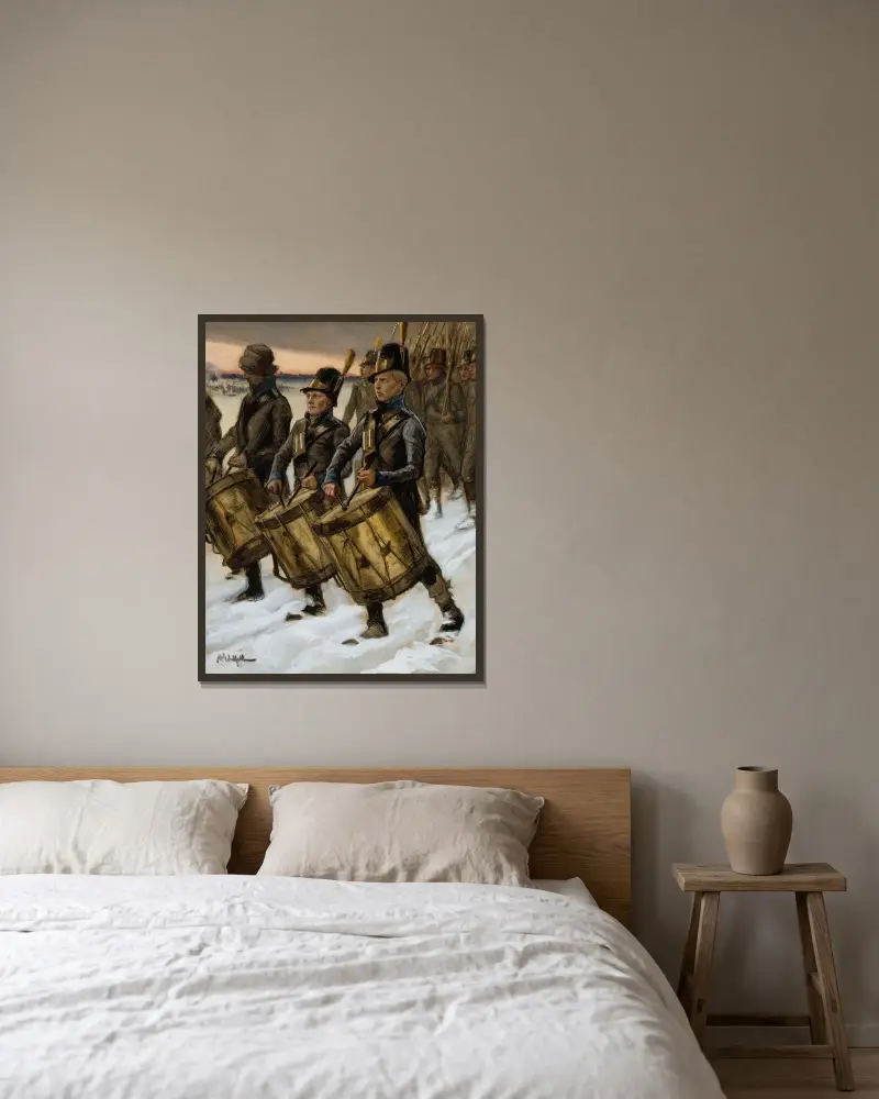 Der Marsch des Björneborger Regiments von Albert Edelfelt gerahmt an einer Wand