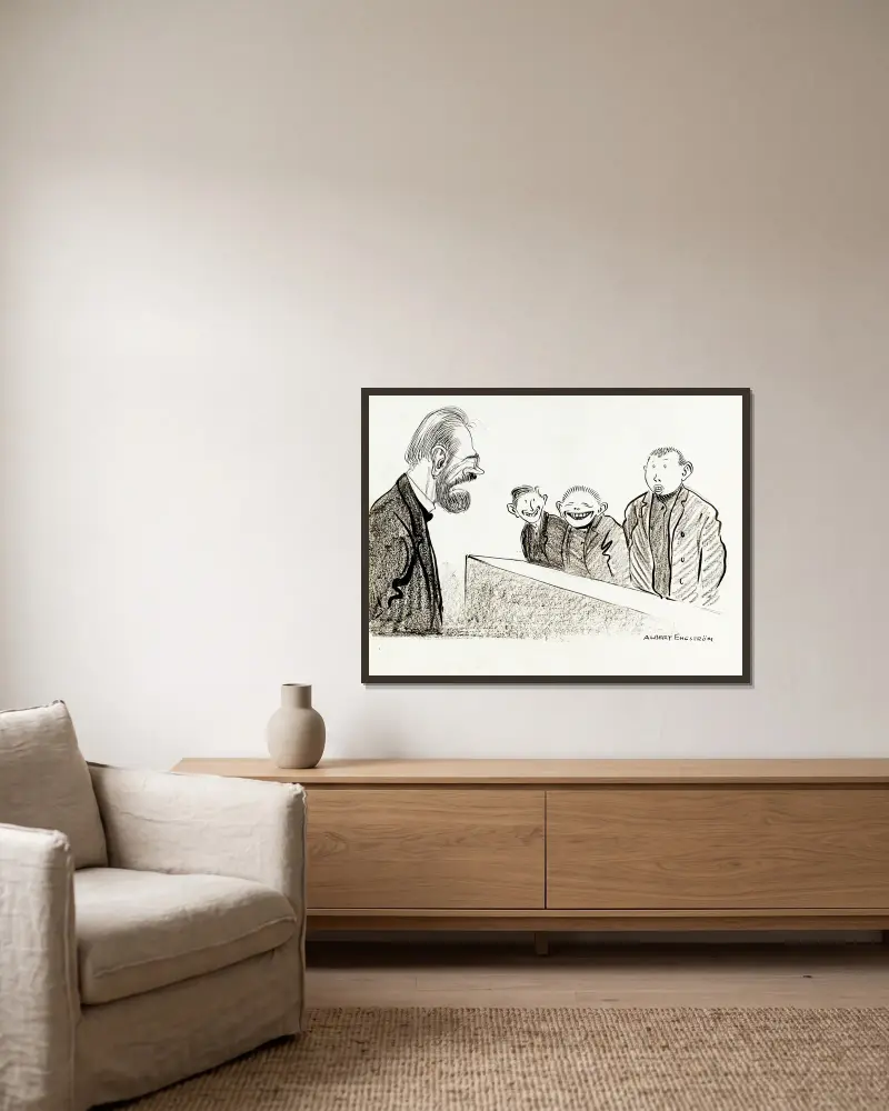 In der Kleinen Schule von Albert Engström gerahmt an einer Wand