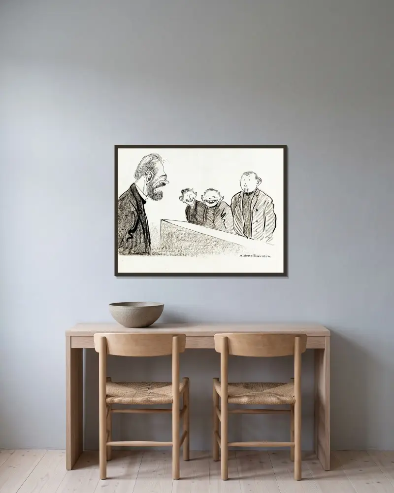 In der Kleinen Schule von Albert Engström gerahmt an einer Wand