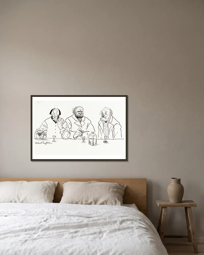 Bauern in Längshult von Albert Engström gerahmt an einer Wand