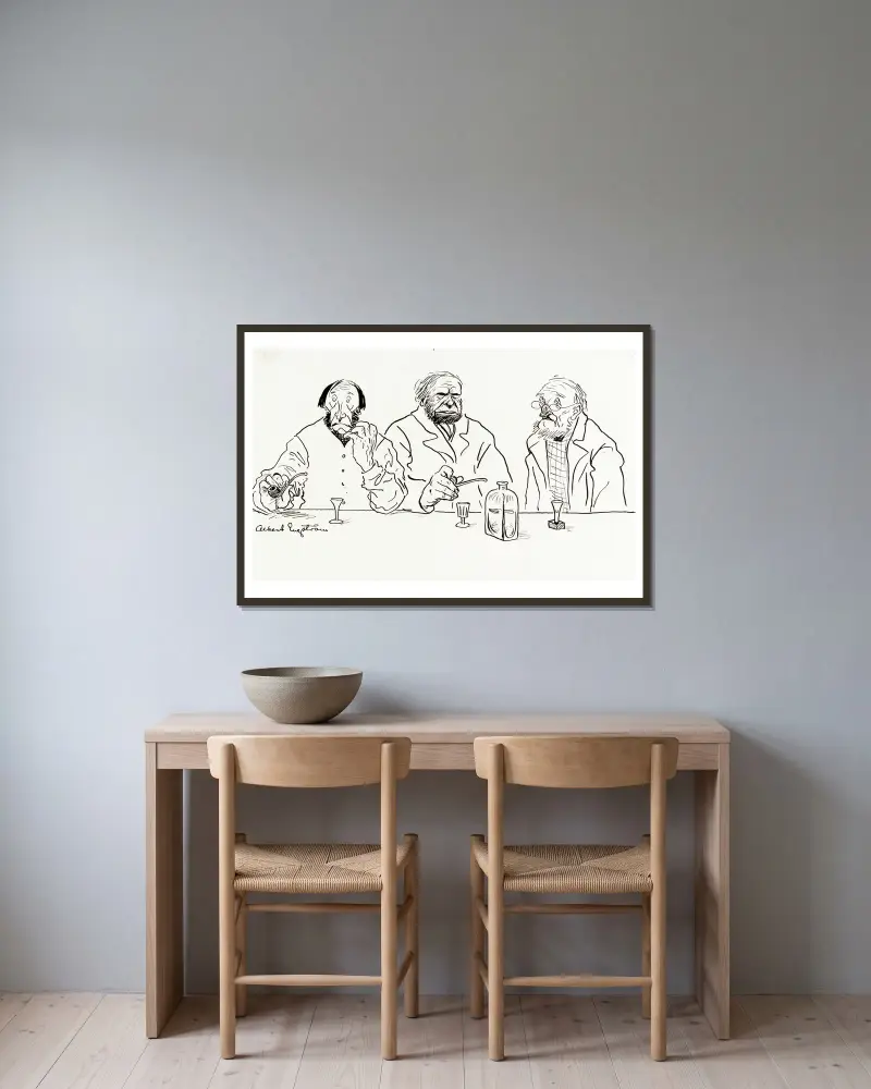 Bauern in Längshult von Albert Engström gerahmt an einer Wand