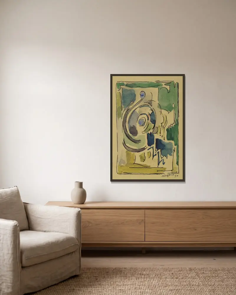 Composition av Albert Gleizes inramad på en vägg
