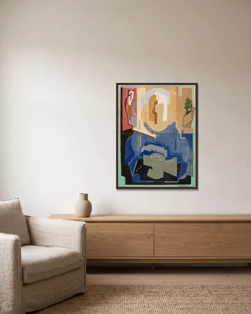 Composition à quatre éléments av Albert Gleizes inramad på en vägg