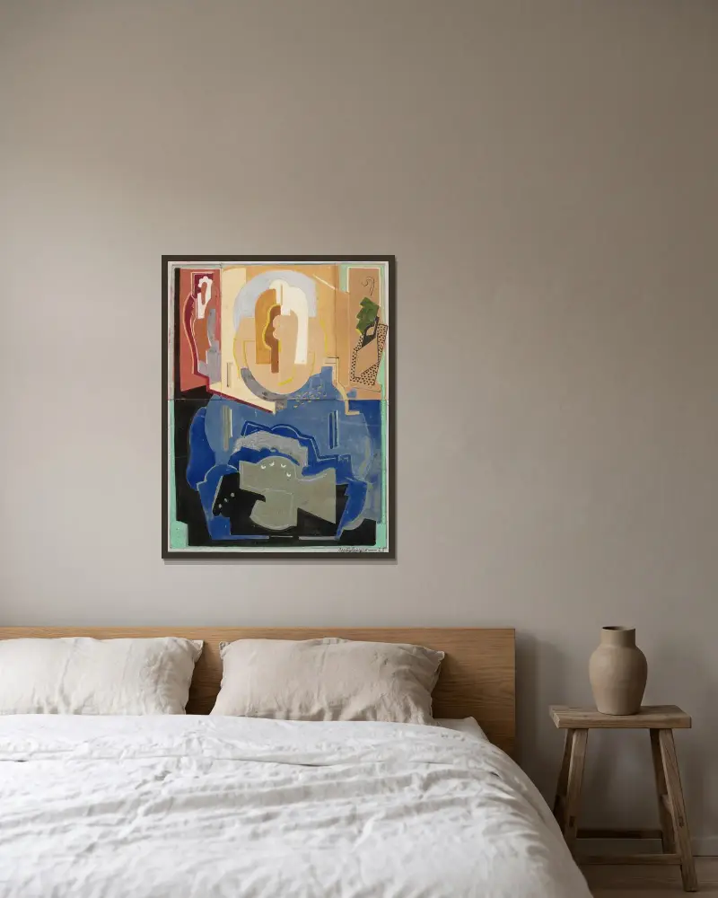 Composition à quatre éléments av Albert Gleizes inramad på en vägg
