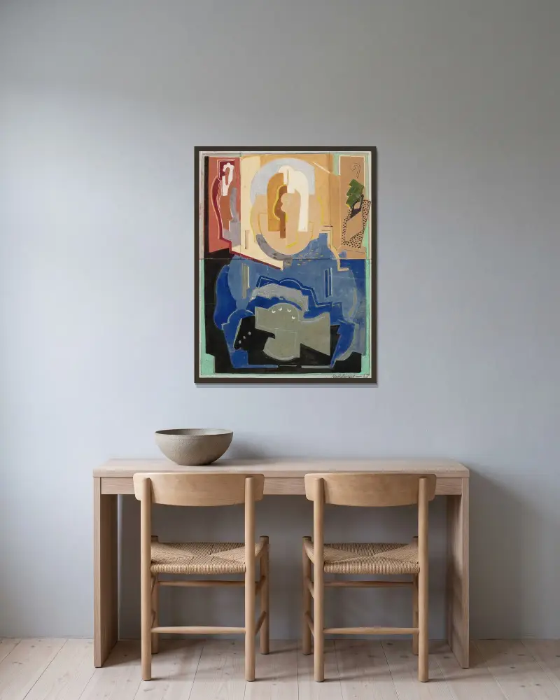 Composition à quatre éléments av Albert Gleizes inramad på en vägg