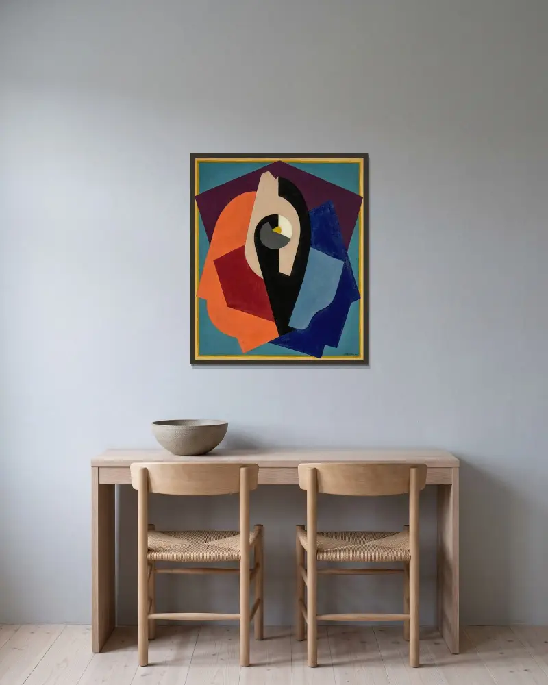 Komposition eller objektmålning av Albert Gleizes inramad på en vägg