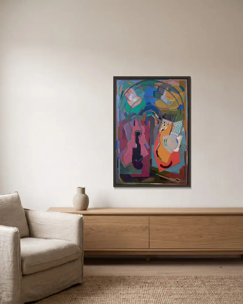 Rhythmische Komposition, vier Elemente von Albert Gleizes gerahmt an einer Wand