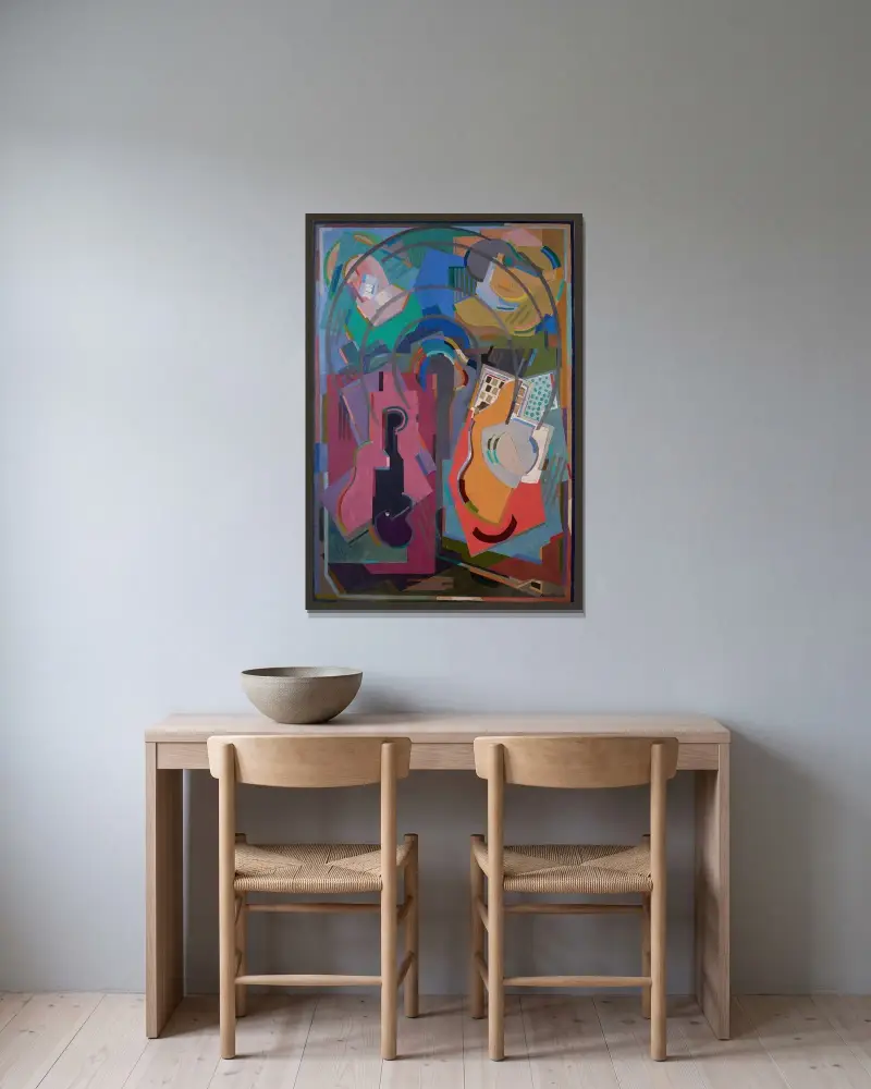 Rhythmische Komposition, vier Elemente von Albert Gleizes gerahmt an einer Wand