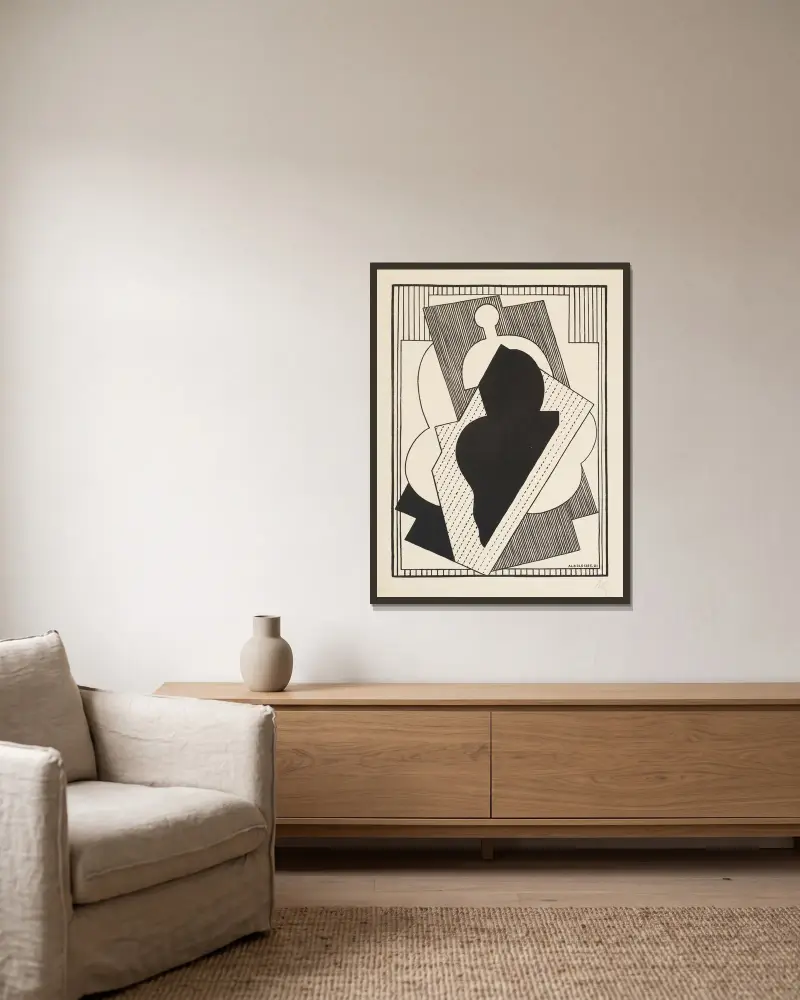 Cubist Composition (Centre Noir) av Albert Gleizes inramad på en vägg