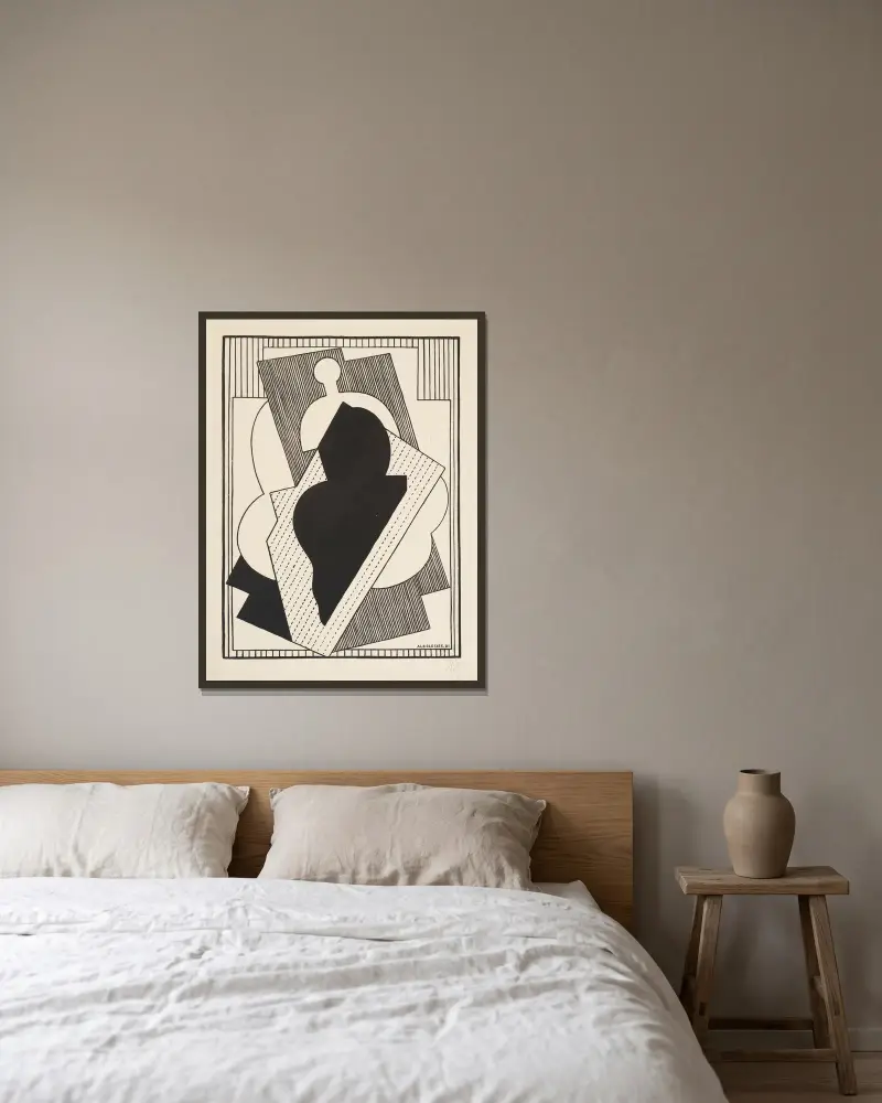 Cubist Composition (Centre Noir) av Albert Gleizes inramad på en vägg