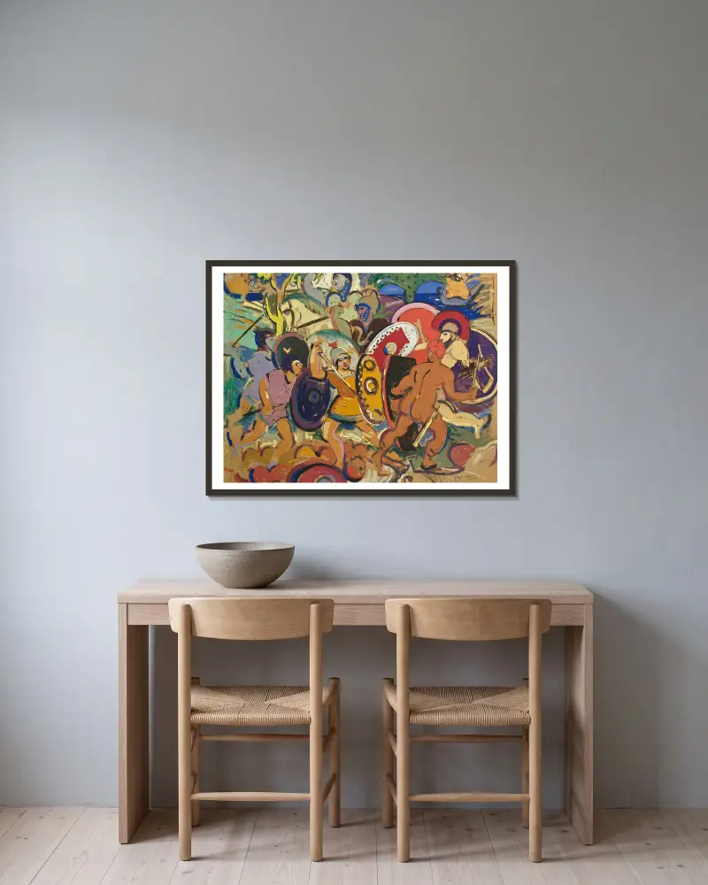 Episode de la Guerre de Troie av Albert Gleizes inramad på en vägg
