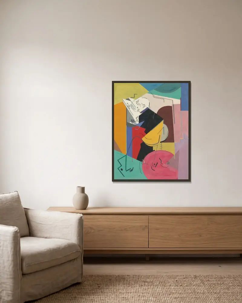 Studie för porträtt av Florent Schmitt av Albert Gleizes inramad på en vägg