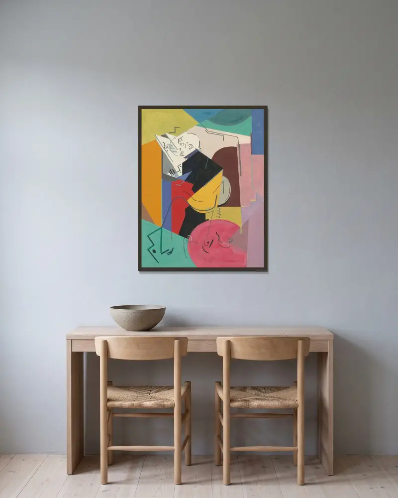 Studie för porträtt av Florent Schmitt av Albert Gleizes inramad på en vägg