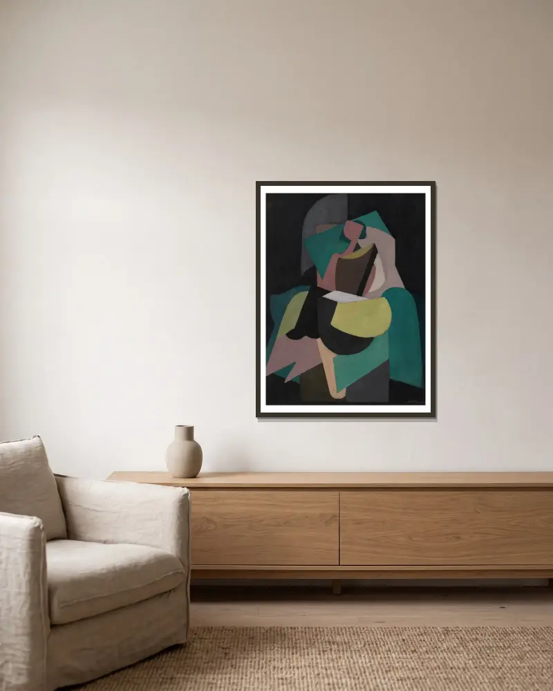 Sitzende Frau von Albert Gleizes gerahmt an einer Wand