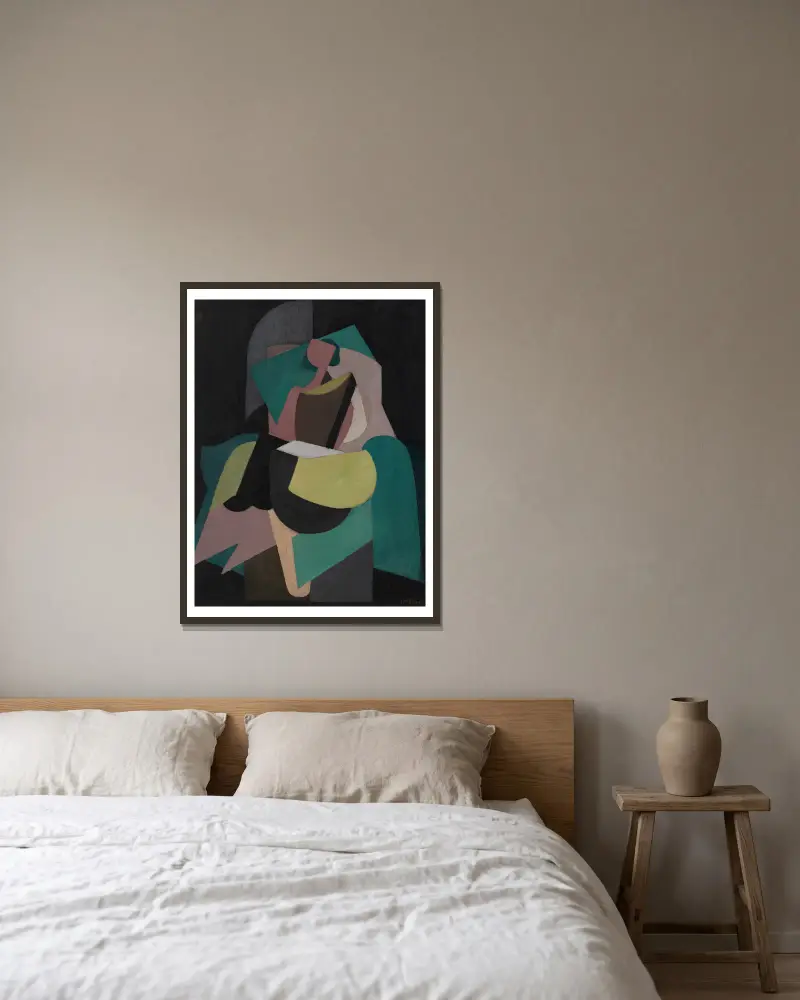 Sitzende Frau von Albert Gleizes gerahmt an einer Wand