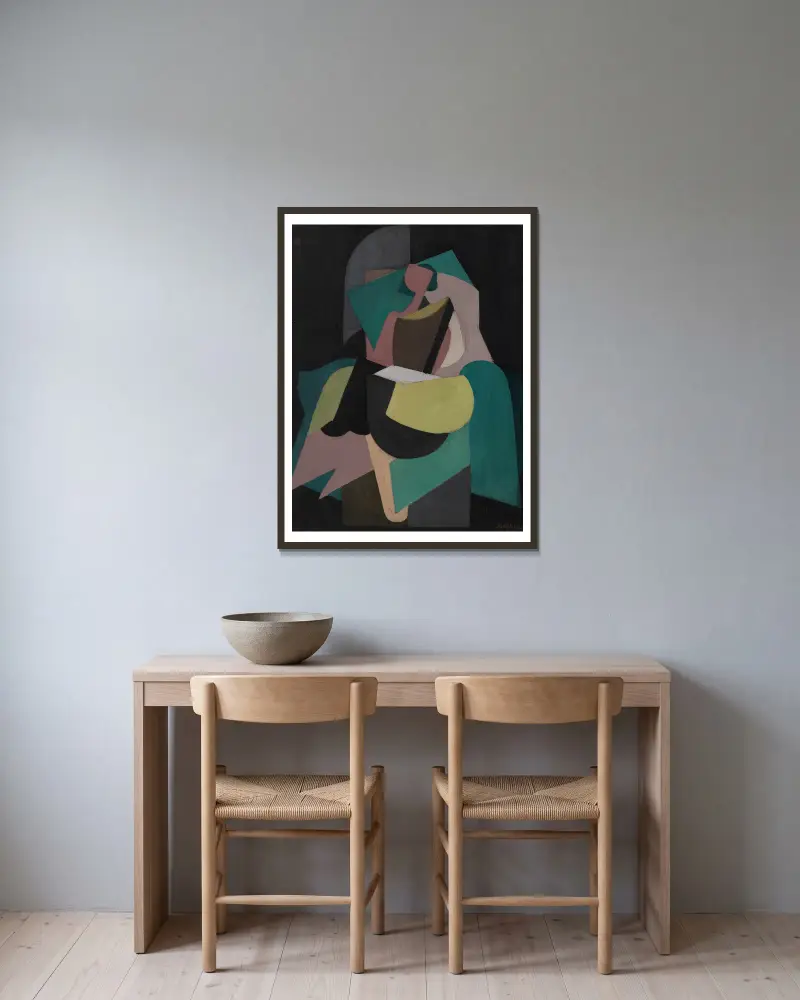 Sitzende Frau von Albert Gleizes gerahmt an einer Wand
