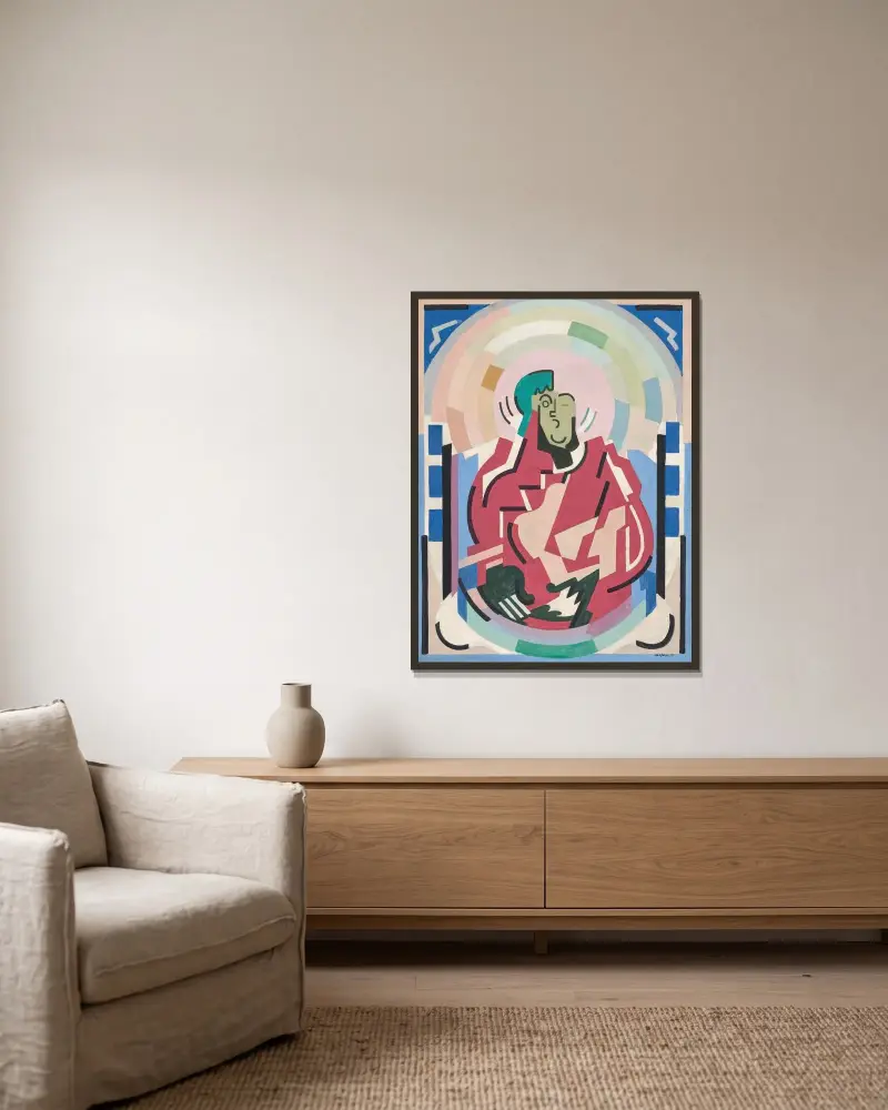 Figure ou Composition av Albert Gleizes inramad på en vägg