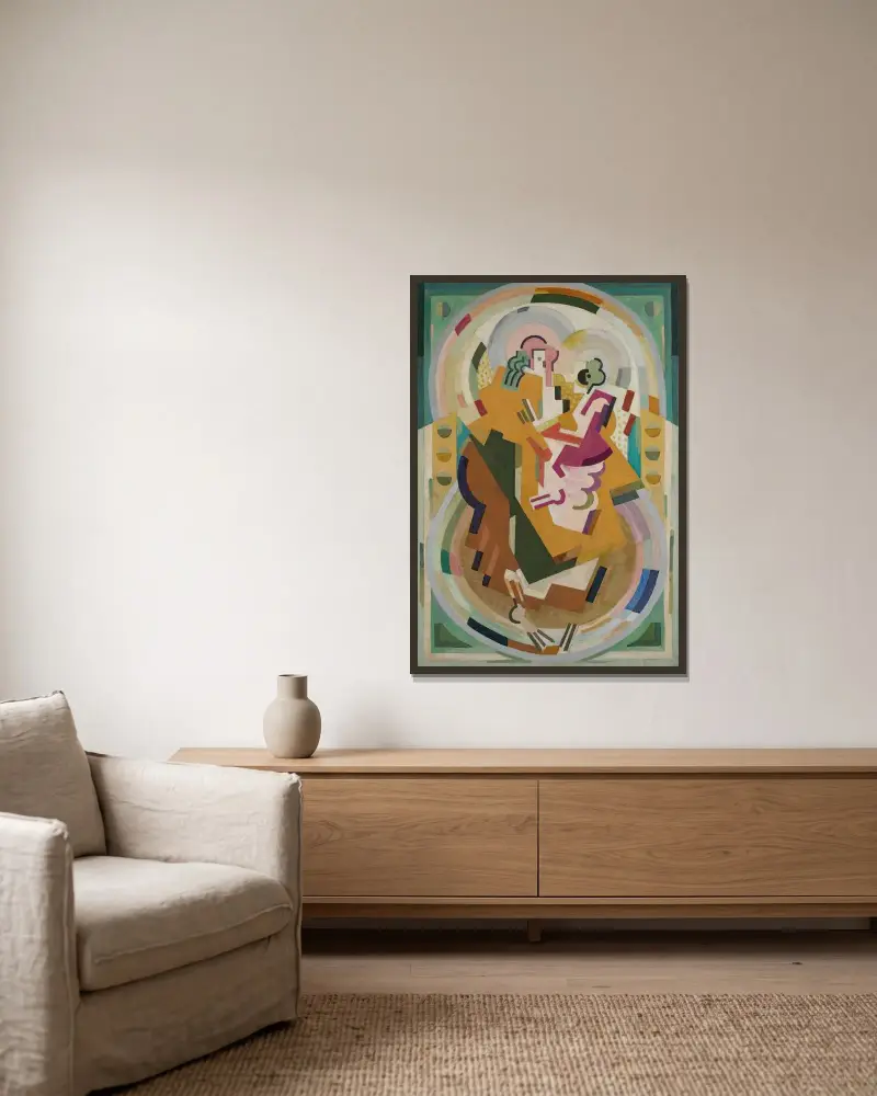 Figure suggérée dans une peinture mesure-cadence-rythme av Albert Gleizes inramad på en vägg