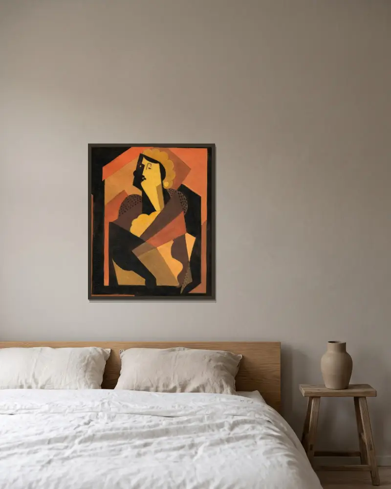 Kvinnan med den svarta handsken av Albert Gleizes inramad på en vägg