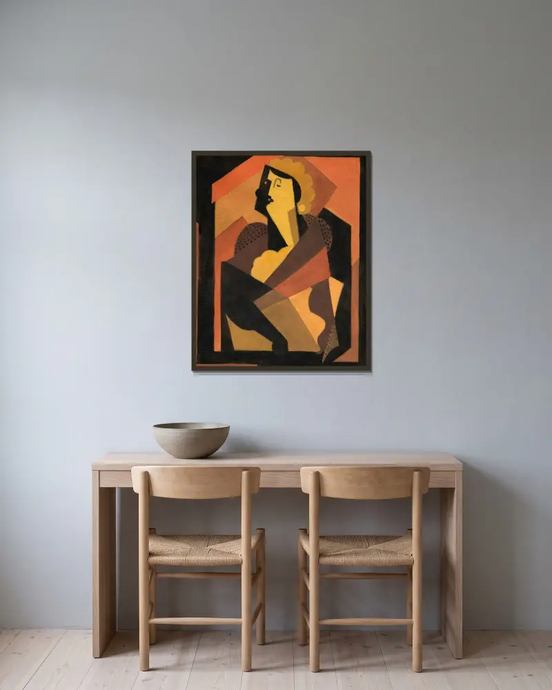 Kvinnan med den svarta handsken av Albert Gleizes inramad på en vägg