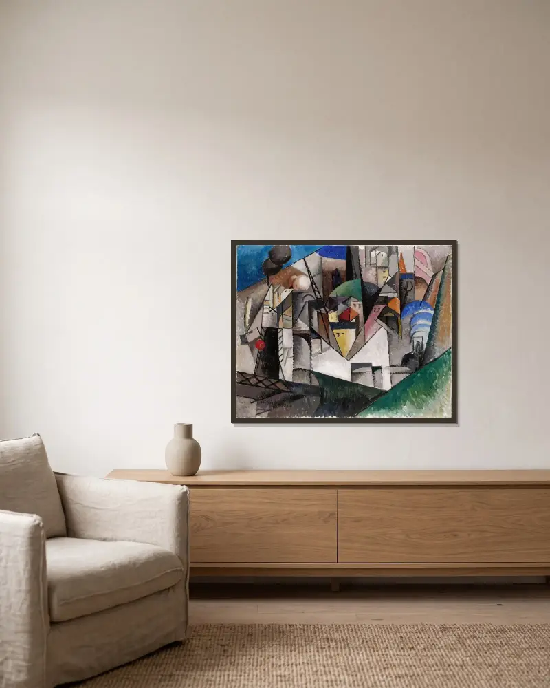 Landscape av Albert Gleizes inramad på en vägg