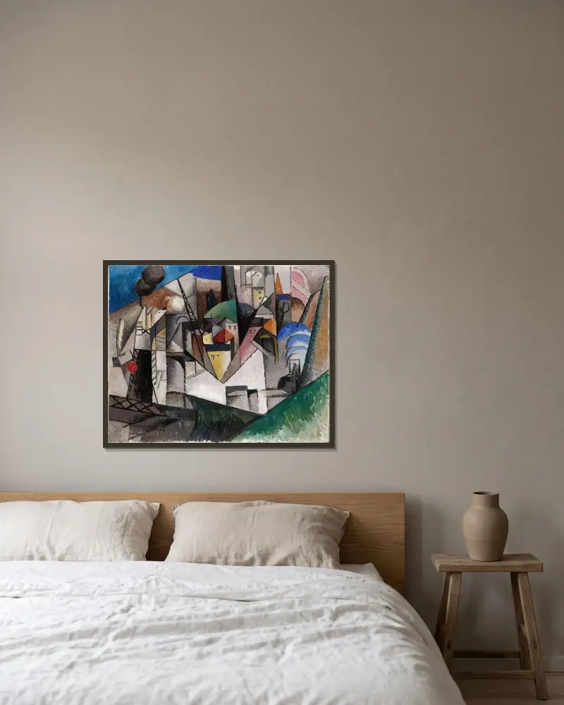 Landscape av Albert Gleizes inramad på en vägg