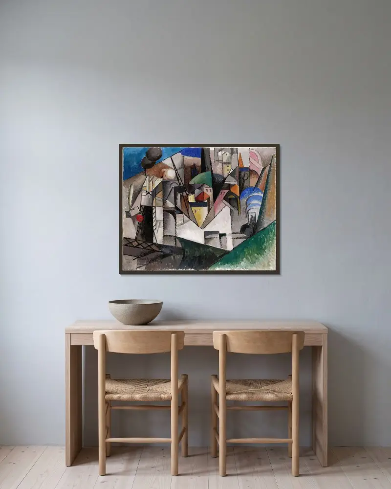 Landscape av Albert Gleizes inramad på en vägg