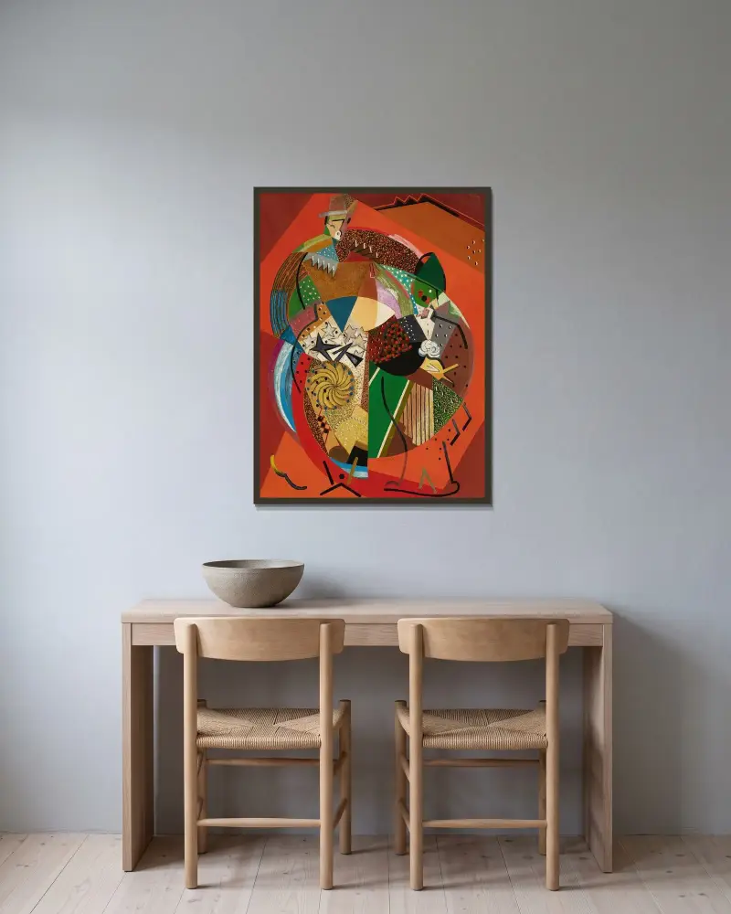 Clownerna av Albert Gleizes inramad på en vägg