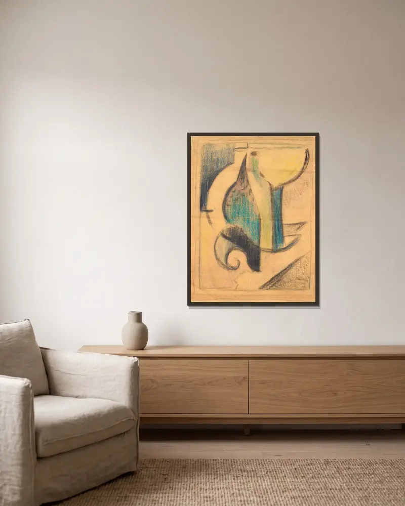 Martwa natura z butelką (studium), Albert Gleizes w ramie na ścianie