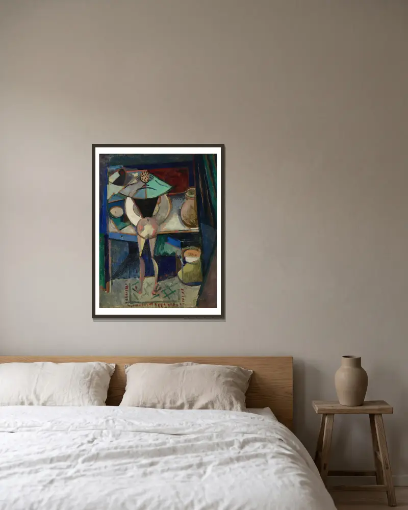 Akt bei der Toilette von Albert Gleizes gerahmt an einer Wand