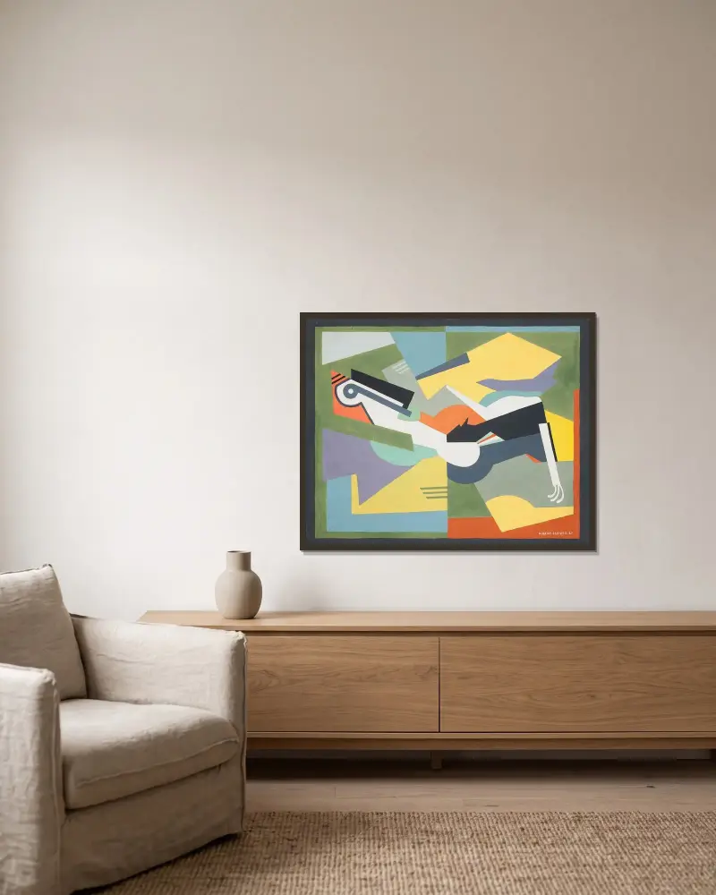 Nu allongé ou Femme nue cubiste av Albert Gleizes inramad på en vägg