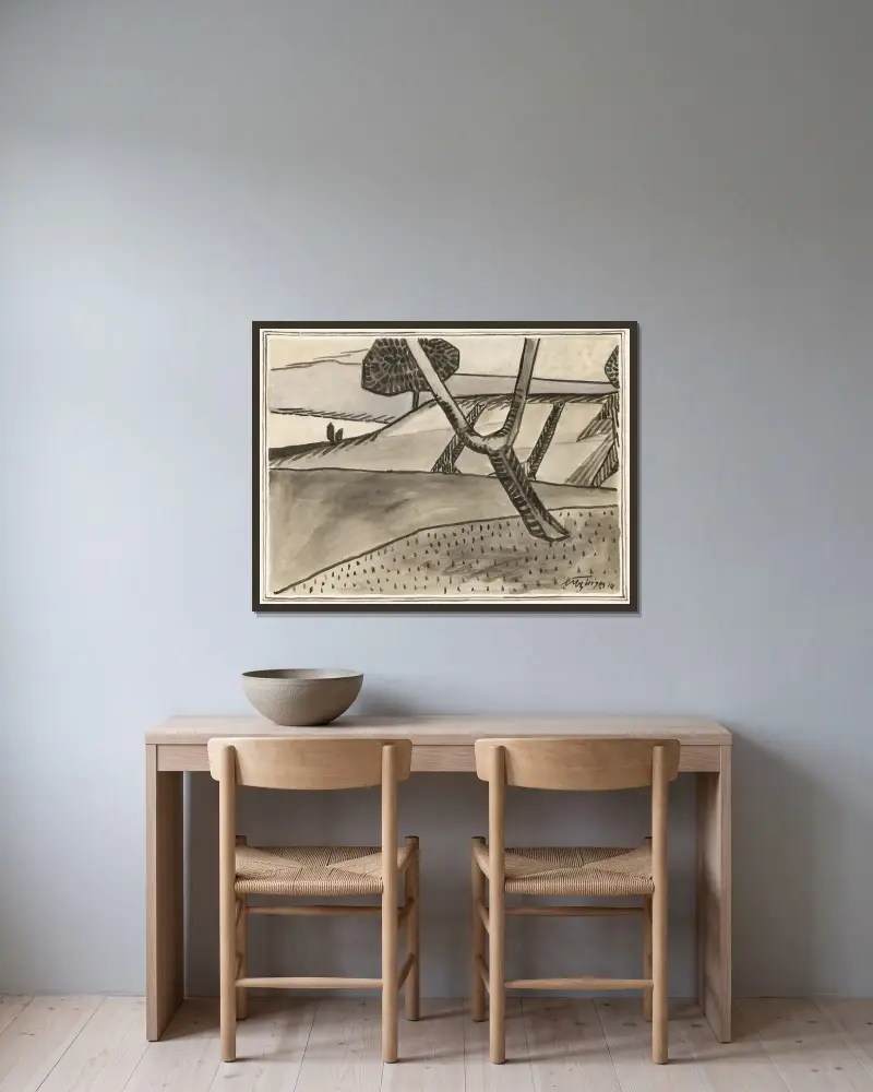 Landskap med träd av Albert Gleizes inramad på en vägg