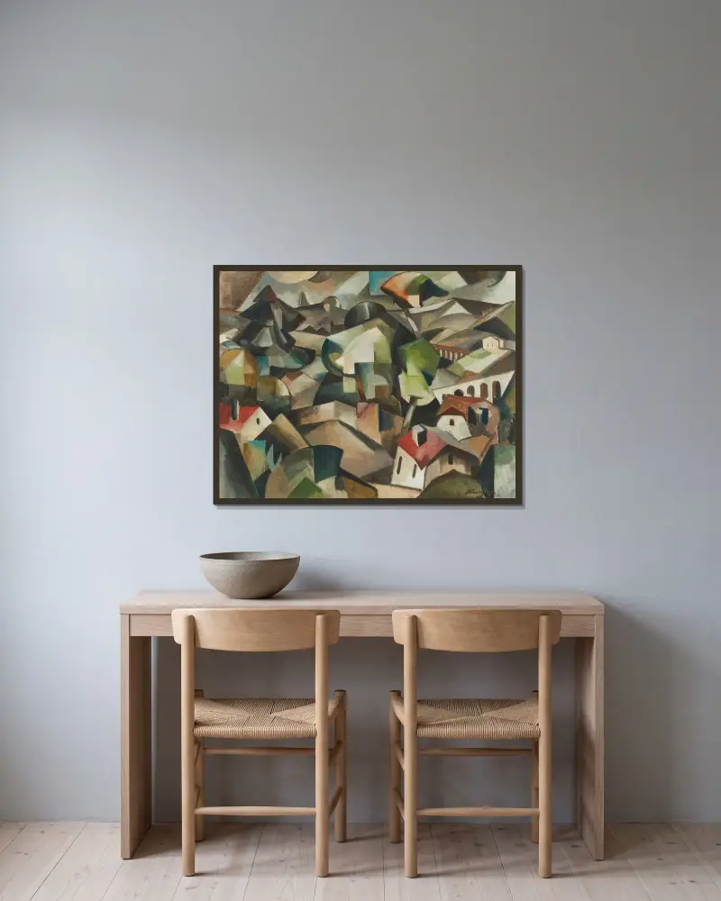 Landskap från Meudon av Albert Gleizes inramad på en vägg