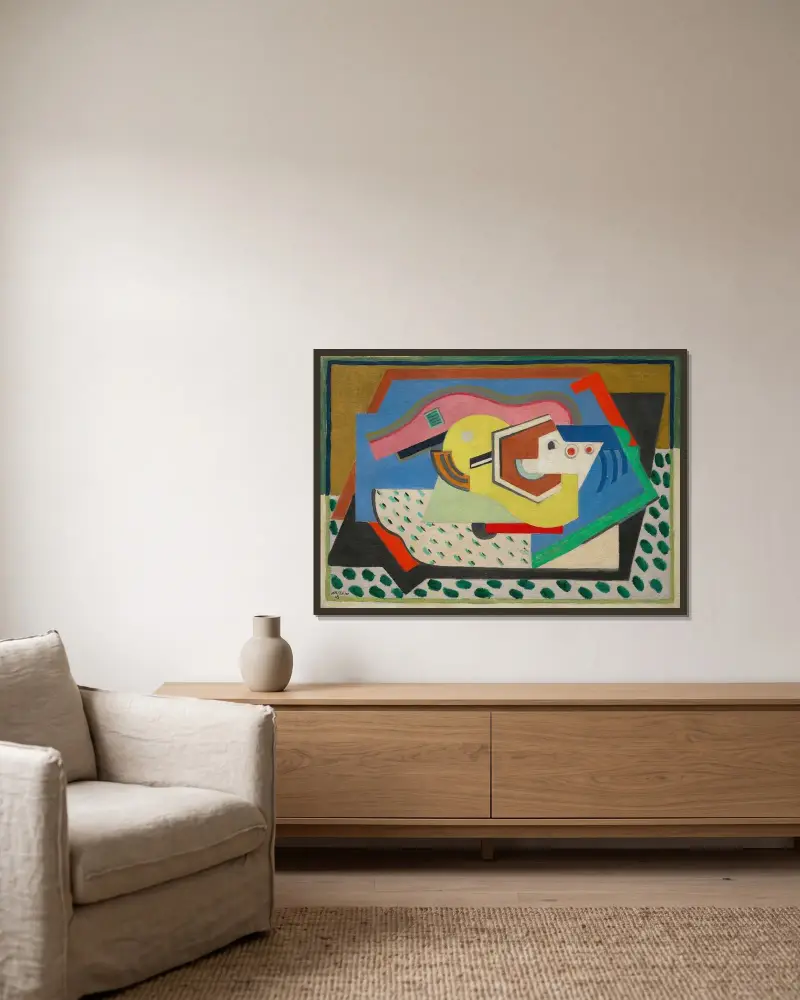Ohne Titel (Familienbild) von Albert Gleizes gerahmt an einer Wand
