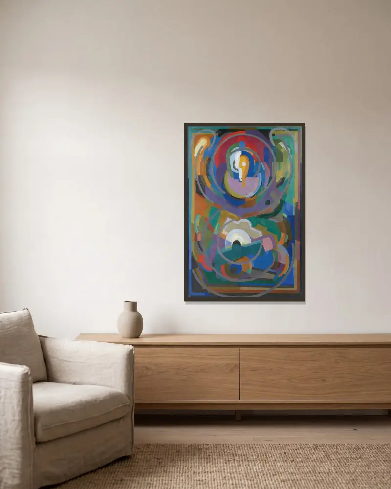 Symphonie en violet von Albert Gleizes gerahmt an einer Wand