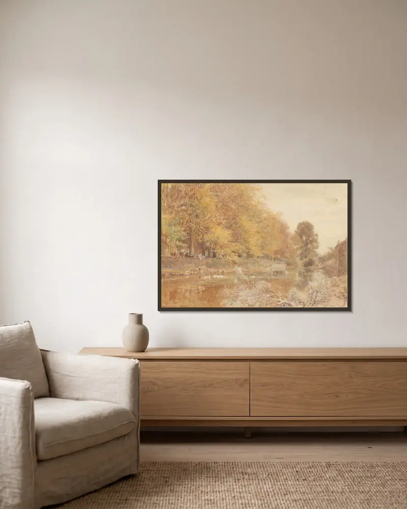 Herbst bei Braunston, North Devon von Albert Goodwin gerahmt an einer Wand