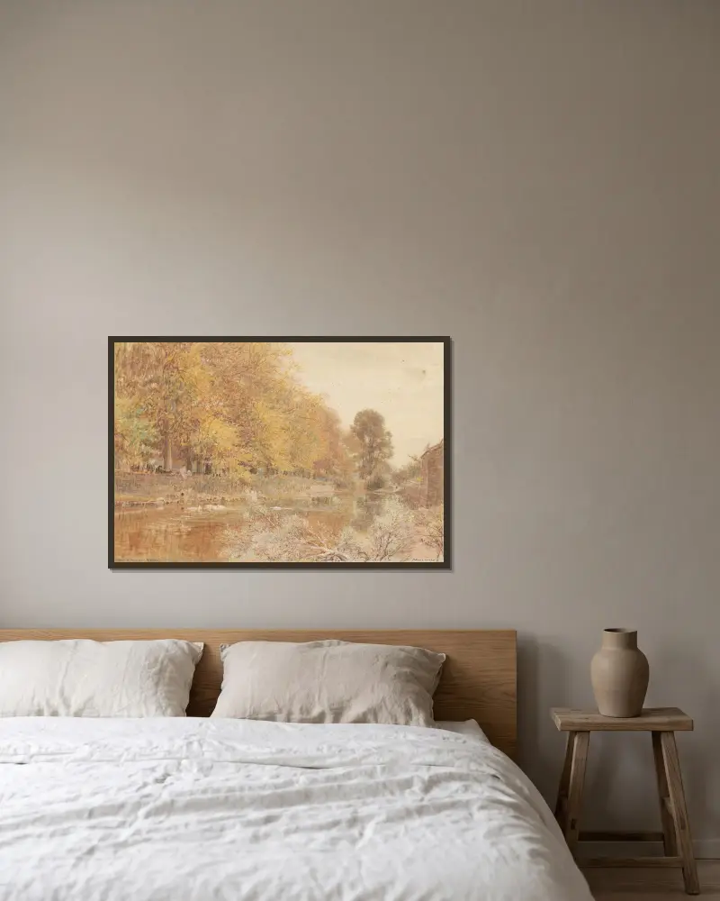 Herbst bei Braunston, North Devon von Albert Goodwin gerahmt an einer Wand