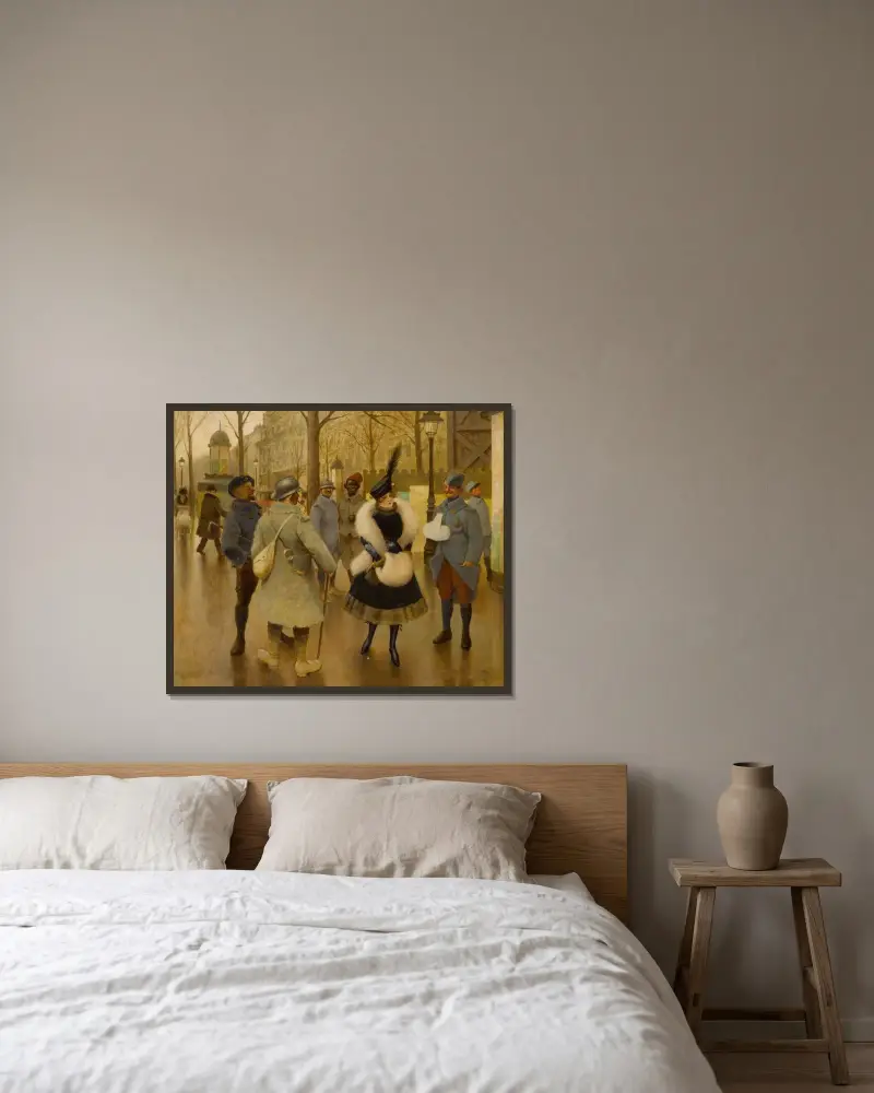 Die Truppen unterhalten von Albert Guillaume gerahmt an einer Wand