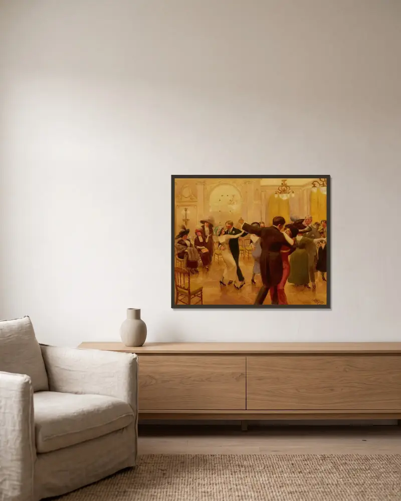 Dansen av Albert Guillaume inramad på en vägg