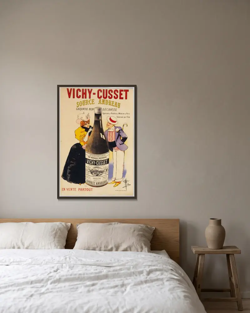 Vichy-Cusset källa Andreau av Albert Guillaume inramad på en vägg